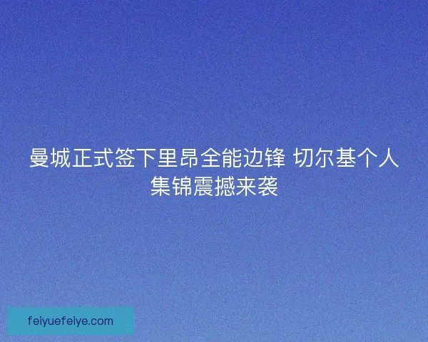 曼城正式签下里昂全能边锋 切尔基个人集锦震撼来袭
