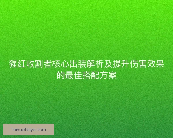 猩红收割者核心出装解析及提升伤害效果的最佳搭配方案