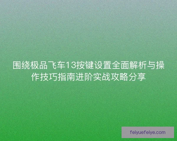 围绕极品飞车13按键设置全面解析与操作技巧指南进阶实战攻略分享