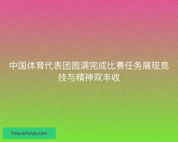 中国体育代表团圆满完成比赛任务展现竞技与精神双丰收
