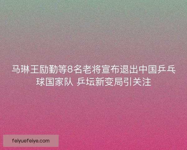 马琳王励勤等8名老将宣布退出中国乒乓球国家队 乒坛新变局引关注