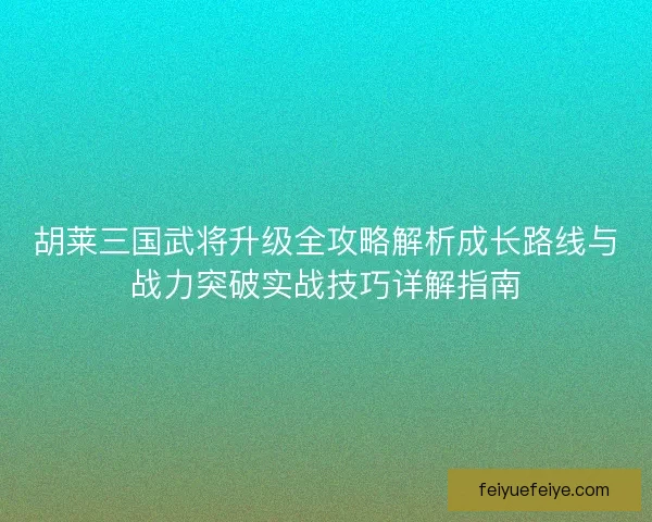 胡莱三国武将升级全攻略解析成长路线与战力突破实战技巧详解指南